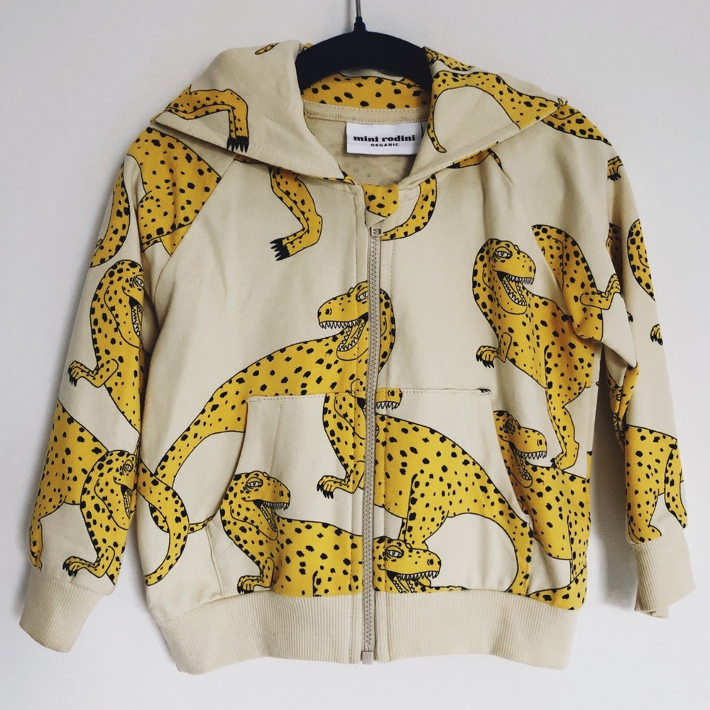 Mini Rodini Organic yellow Dino Hoodie // 80/86